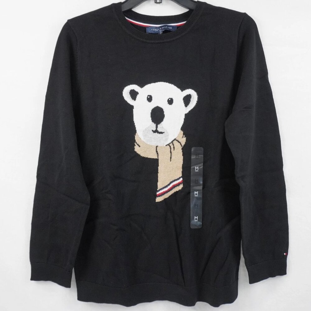 Tommy Hilfiger Ivy Polar Bear Graphic Cotton Sweater in black Winter Spring Fall